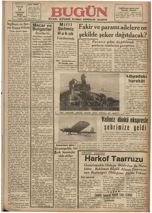Bugün Gazetesi 14 Haziran 1942 kapağı