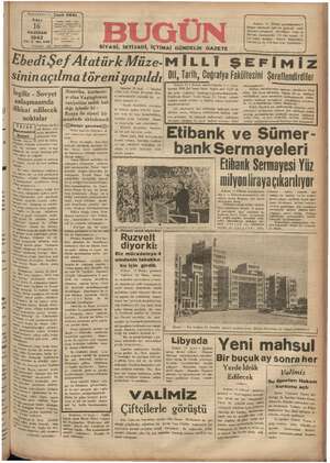 Bugün Gazetesi 16 Haziran 1942 kapağı