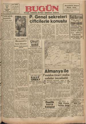 Bugün Gazetesi 26 Haziran 1942 kapağı