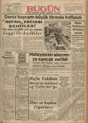 Bugün Gazetesi 2 Temmuz 1942 kapağı