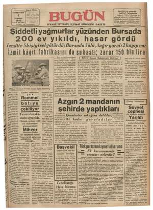 Bugün Gazetesi 4 Temmuz 1942 kapağı