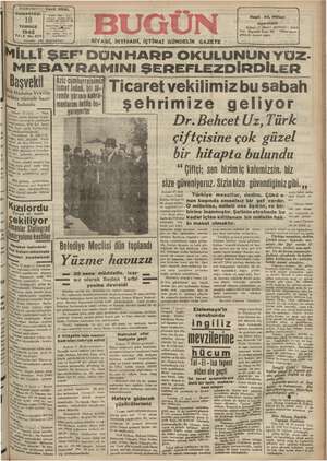 Bugün Gazetesi 18 Temmuz 1942 kapağı