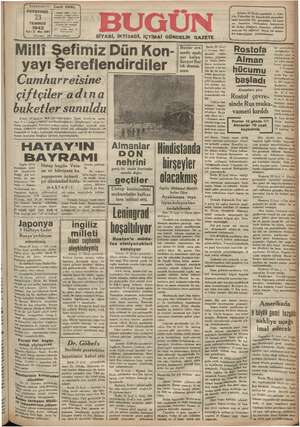 Bugün Gazetesi 23 Temmuz 1942 kapağı