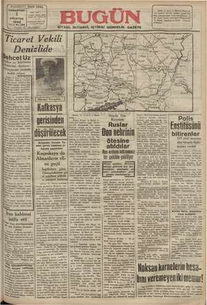 Bugün Gazetesi 1 Ağustos 1942 kapağı