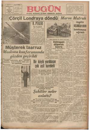 Bugün Gazetesi 19 Ağustos 1942 kapağı
