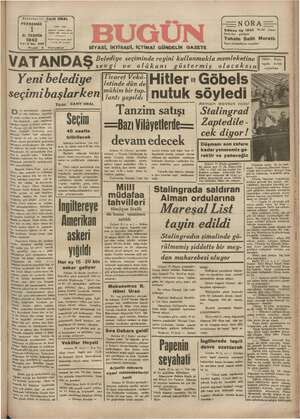 Bugün Gazetesi 1 Ekim 1942 kapağı