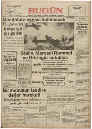 Bugün Gazetesi 6 Ekim 1942 kapağı