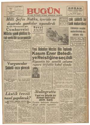 Bugün Gazetesi 3 Kasım 1942 kapağı