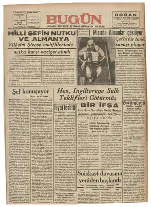 Bugün Gazetesi 5 Kasım 1942 kapağı