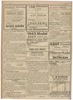    p zzelieki beş bilânç : Müraka 2 » BUGÜN B SonTeşrin 1942 Bütün Viyana Baş döndürücü Valslarile Tİ n N SİN EM ASI | Adana