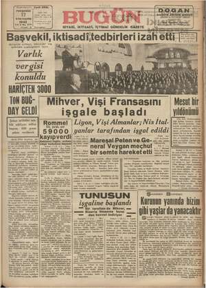 Bugün Gazetesi 12 Kasım 1942 kapağı