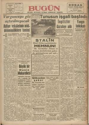 Bugün Gazetesi 15 Kasım 1942 kapağı