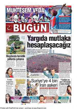  LAİK ALM (LARI E 21 HAZİRAN 2013 PAZARTESİ Meydanda temizlik yollarda çatışma Gezi Parimdali cadılar MCnudaRetun Taksim...
