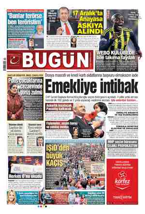 Bugün Gazetesi 20 Nisan 2015 kapağı