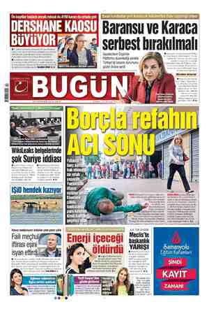 Bugün Gazetesi 30 Haziran 2015 kapağı