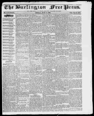 Burlington Free Press Newspaper June 3, 1836 kapağı