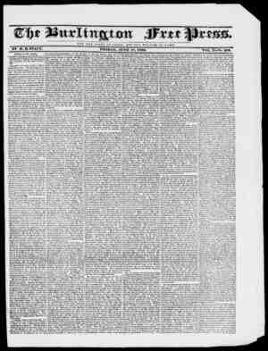 Burlington Free Press Newspaper June 17, 1836 kapağı
