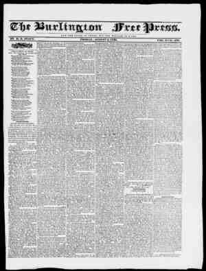 Burlington Free Press Newspaper August 5, 1836 kapağı
