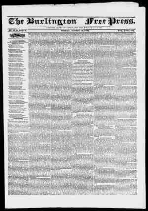 Burlington Free Press Newspaper August 12, 1836 kapağı