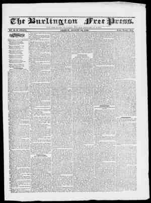 Burlington Free Press Newspaper August 19, 1836 kapağı