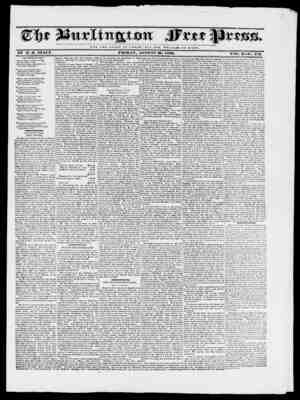 Burlington Free Press Newspaper August 26, 1836 kapağı