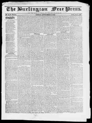 Burlington Free Press Newspaper September 2, 1836 kapağı
