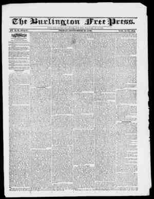 Burlington Free Press Newspaper September 30, 1836 kapağı