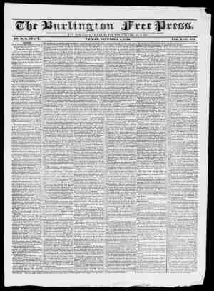 Burlington Free Press Newspaper November 4, 1836 kapağı