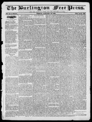 Burlington Free Press Newspaper January 13, 1837 kapağı