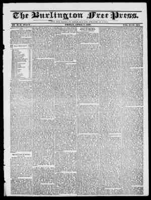Burlington Free Press Newspaper April 7, 1837 kapağı