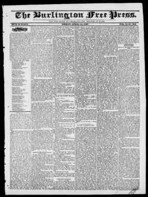 Burlington Free Press Newspaper April 14, 1837 kapağı