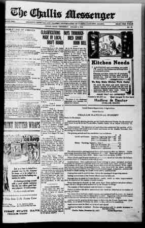 The Challis Messenger Gazetesi 2 Ocak 1918 kapağı