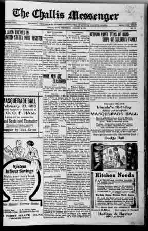 The Challis Messenger Newspaper 16 Ocak 1918 kapağı