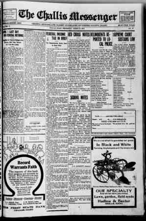 The Challis Messenger Newspaper 20 Mart 1918 kapağı