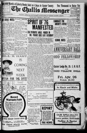 The Challis Messenger Gazetesi 10 Nisan 1918 kapağı