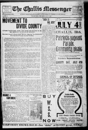 The Challis Messenger Newspaper 26 Haziran 1918 kapağı