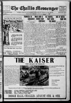 The Challis Messenger Newspaper 1 Ağustos 1918 kapağı