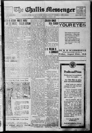 The Challis Messenger Newspaper 14 Ağustos 1918 kapağı
