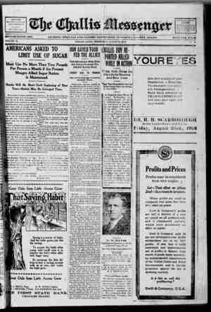 The Challis Messenger Newspaper 21 Ağustos 1918 kapağı