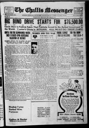 The Challis Messenger Newspaper 25 Eylül 1918 kapağı