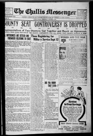 The Challis Messenger Newspaper 2 Ekim 1918 kapağı