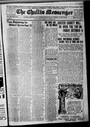 The Challis Messenger Newspaper 9 Ekim 1918 kapağı