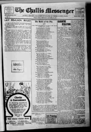 The Challis Messenger Newspaper 20 Kasım 1918 kapağı