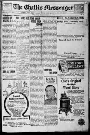 The Challis Messenger Newspaper 5 Şubat 1919 kapağı