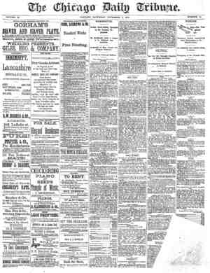 Chicago Daily Tribune Newspaper November 2, 1872 kapağı