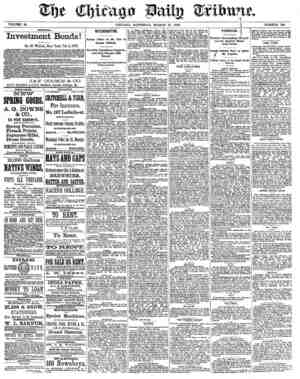Chicago Daily Tribune Newspaper March 15, 1873 kapağı