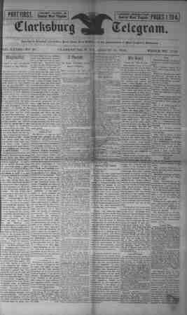 The Clarksburg Telegram Newspaper August 17, 1894 kapağı