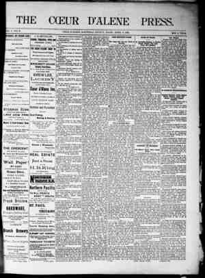 The Coeur d'Alene Press Newspaper April 9, 1892 kapağı