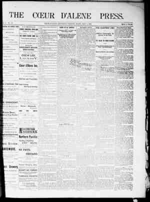 The Coeur d'Alene Press Newspaper May 7, 1892 kapağı