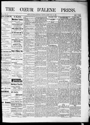 The Coeur d'Alene Press Newspaper May 14, 1892 kapağı